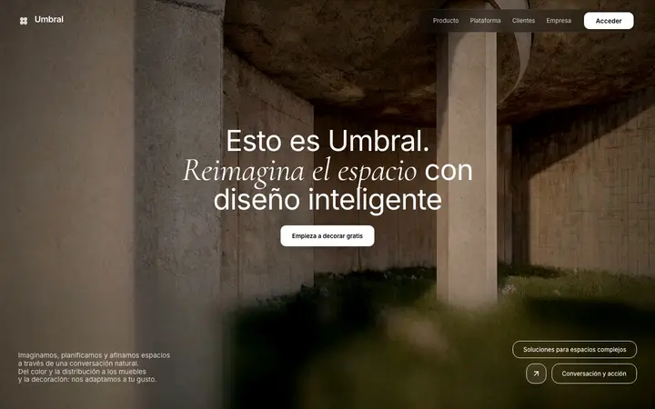 Umbral — Captura de la web en producción
